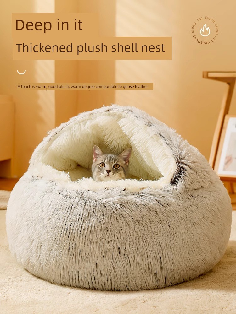 Cat Nest Winter Heattech Semi-Enclosed Quilt Nest Cat Sleep Cat Bed Winter Kittens Mattress Plush Dog Nest