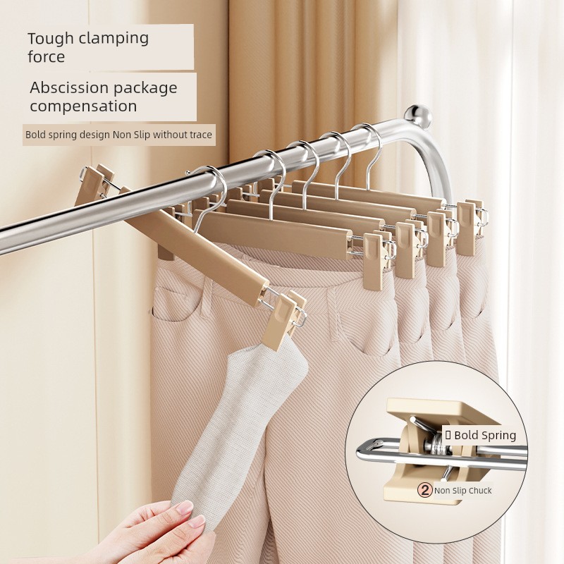 For Home Wide Shoulders without Marks Pant Rack Wardrobe Clothing Retractable Hanger Non Slip Thickened Extra Thick Plastic Frosted Trouser Press