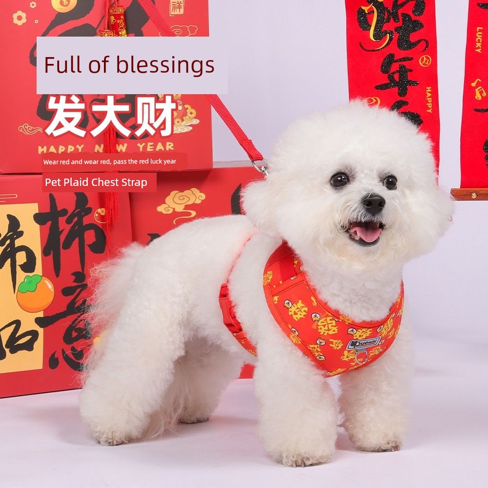 Dog New Year Hand Holding Rope Vest-Style Dog Leash Teddy Bichon Small Chest Strap out Dog Chain Pets