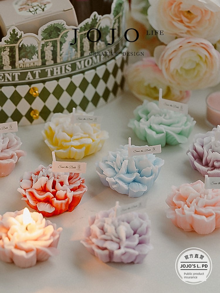 Jojo's L. Pd. Mr. Grocery. Carnation Flower-Shaped Aromatherapy Candle Atmosphere Decoration | Old Language