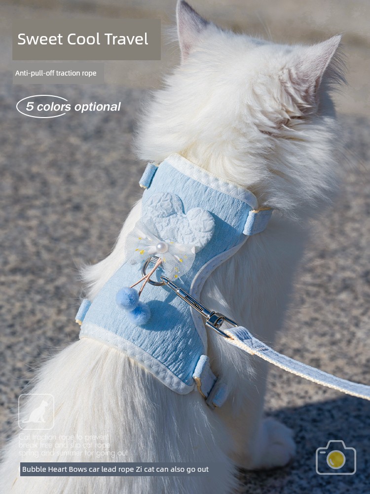 Cat Towing Rope Chest Strap Anti Breaking Loose Cute Vest-Style Safety Buckle Go out Special Cat Walking Rope
