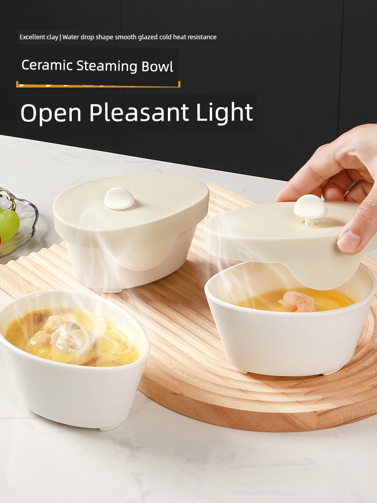 Microwave Oven Ceramic with Lid Boiled Egg For Home Steamed Pork