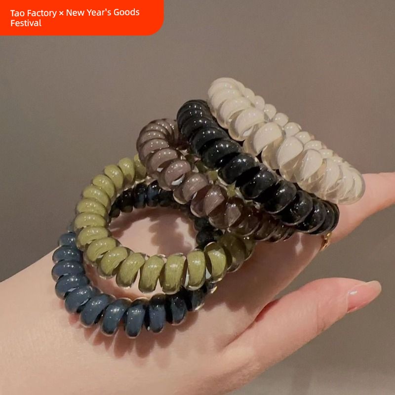 Elastic and Durable Hair Rope Jelly Dark Telephone Line