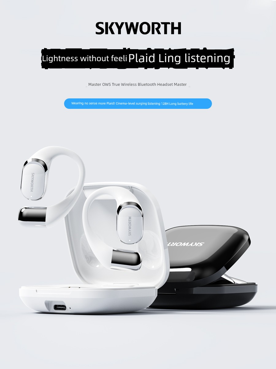 Bluetooth-гарнитура Skyworth, беспроводной ушной крючок, костная проводимость, новинка 2025, высокое качество звука, спортивное шумоподавление, HD-звонки