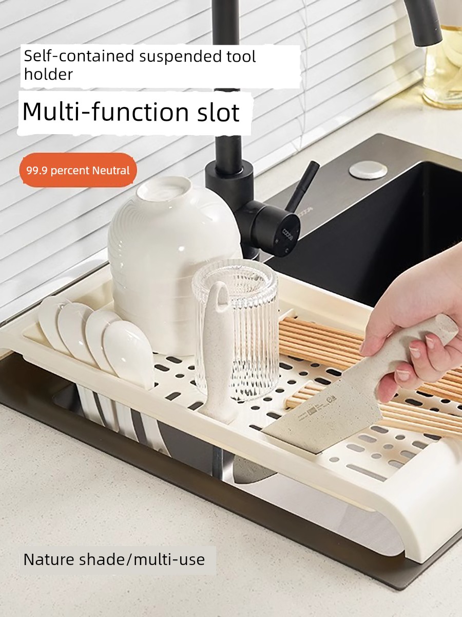 Accessible Luxury Multi-Functional Sink Draining Rack Plastic Kitchen Non Slip Draining Rack Sink Bowl Dish Draining Plate Rack