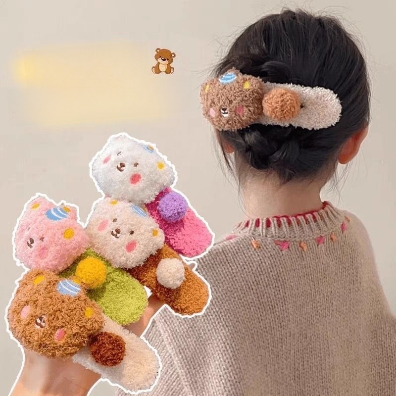 Cute Stuffed Barrettes Female Forehead Bangs Side Clip Hairware Fall and Winter Cartoon Hair Pin 2024 New Arrival Duckbill Clip