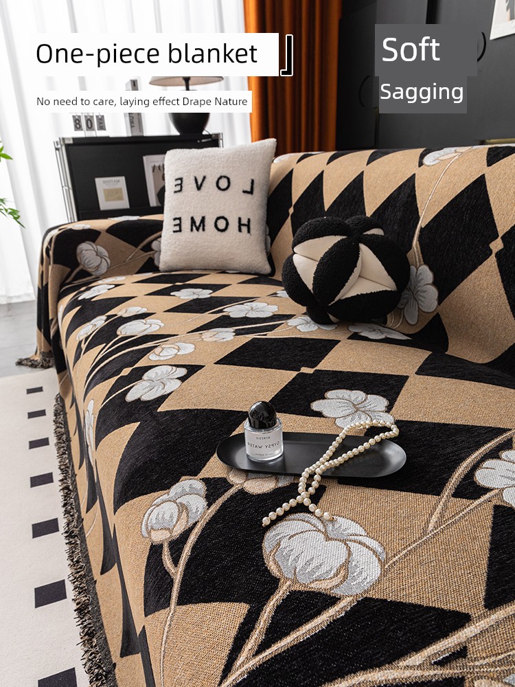 Chenille Sofa Cover Towel All Year Round Neutral 2025 New Arrival Fancy Non Slip Retro Sofa Cushion Cover Blanket