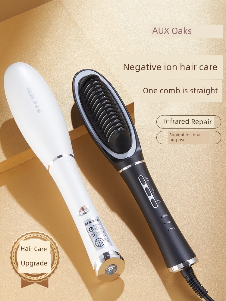 Ox Straight Comb Dual-Purpose Negative Ion Hair Curler Handy Gadget Hair Straightener Bean Bag Plywood Electric Comb for Women