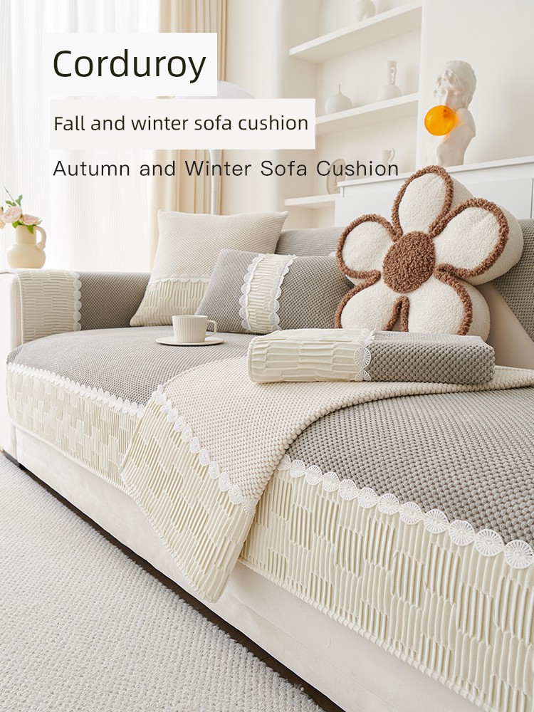 Corduroy Sofa Cushion Autumn and Winter 2025 New Arrival Non-Slip Leather Sofa Cover Cover Cloth All Year Round Neutral Cushion