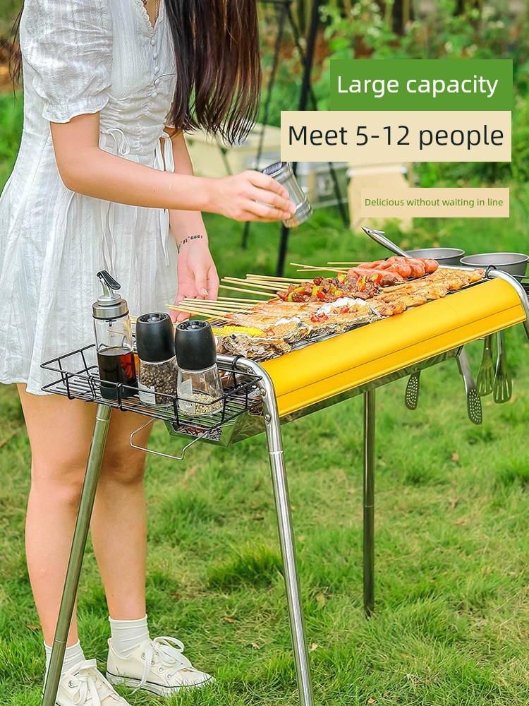 Primitive Man Barbecue Oven For Home Barbecue Grill Outdoor Smoke-Free Foldable and Portable Charcoal Grill Stove Barbecue Stove Tool Supplies