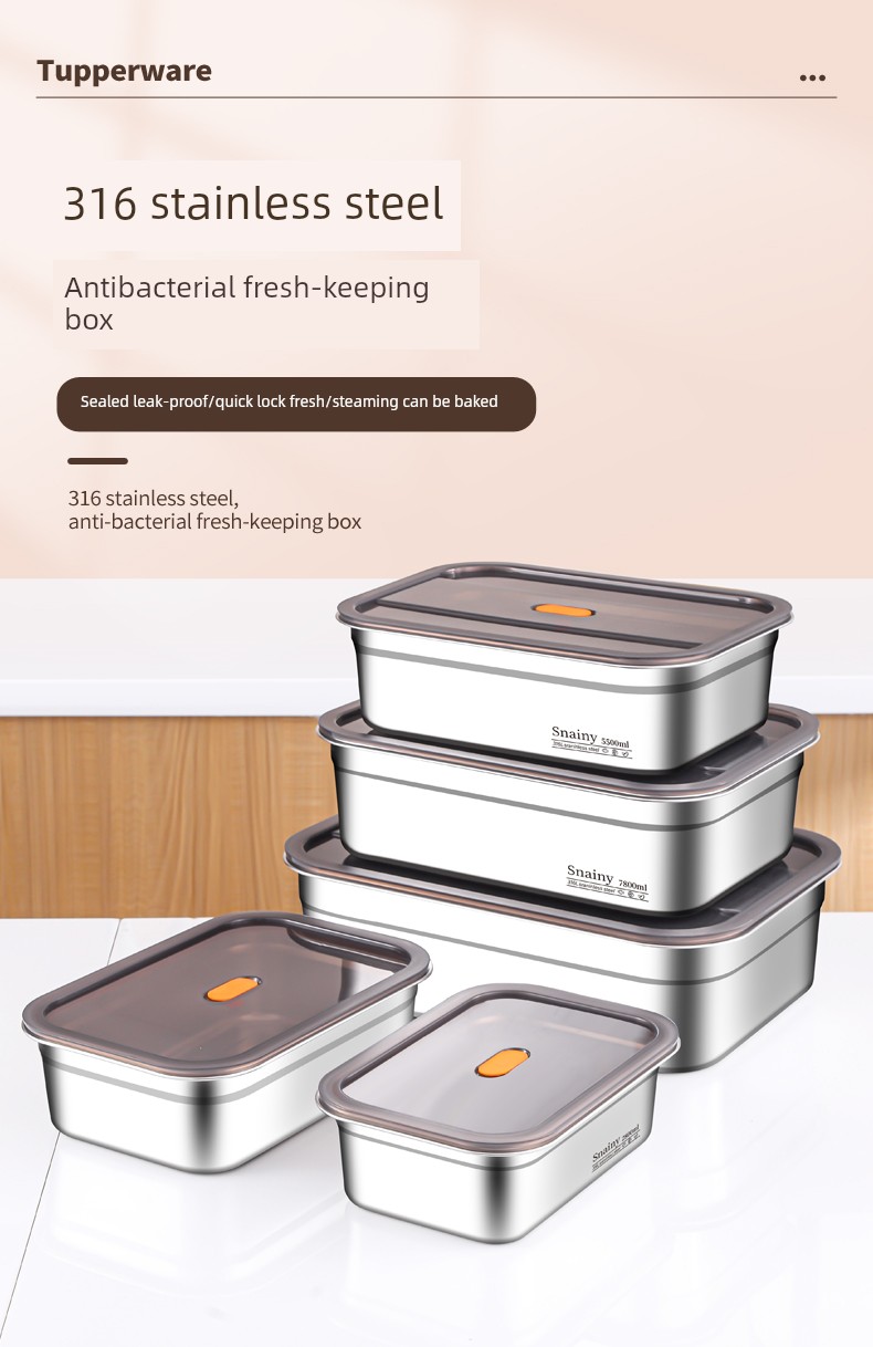 Rectangular Thickened 316 Stainless Steel Dish with Lid