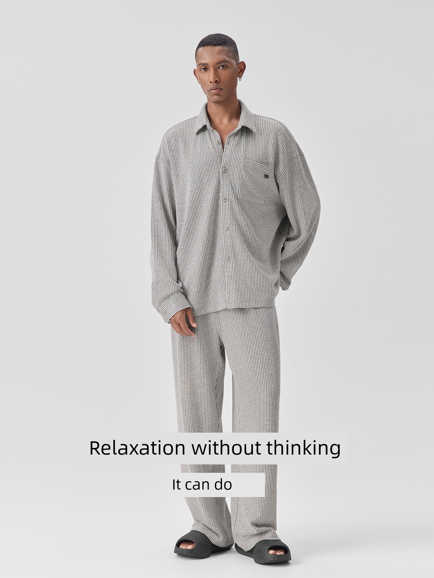 Bodydream BM Yandan Style Shirt Men's Autumn Long Sleeves Outwear Can Be Outerwear Homewear/Casual Pants Suit