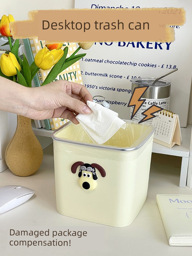Desktop Trash Bin Cute Mini Small Sized Office Desk Living Room Coffee Table Good-looking Dormitory Bedside Wastebasket