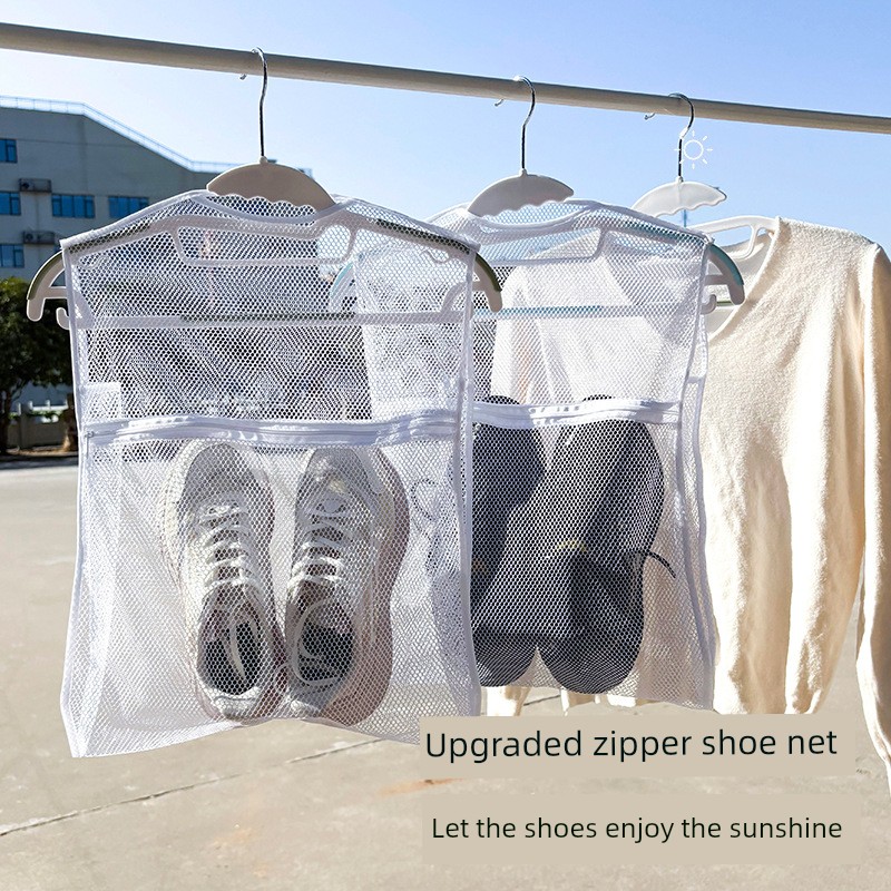 Hanging Zipper Shoe Drying Net Drying Shoes Handy Gadget Upgraded Outdoor Balcony Slippers Sneakers Sneaker Shoe Rack