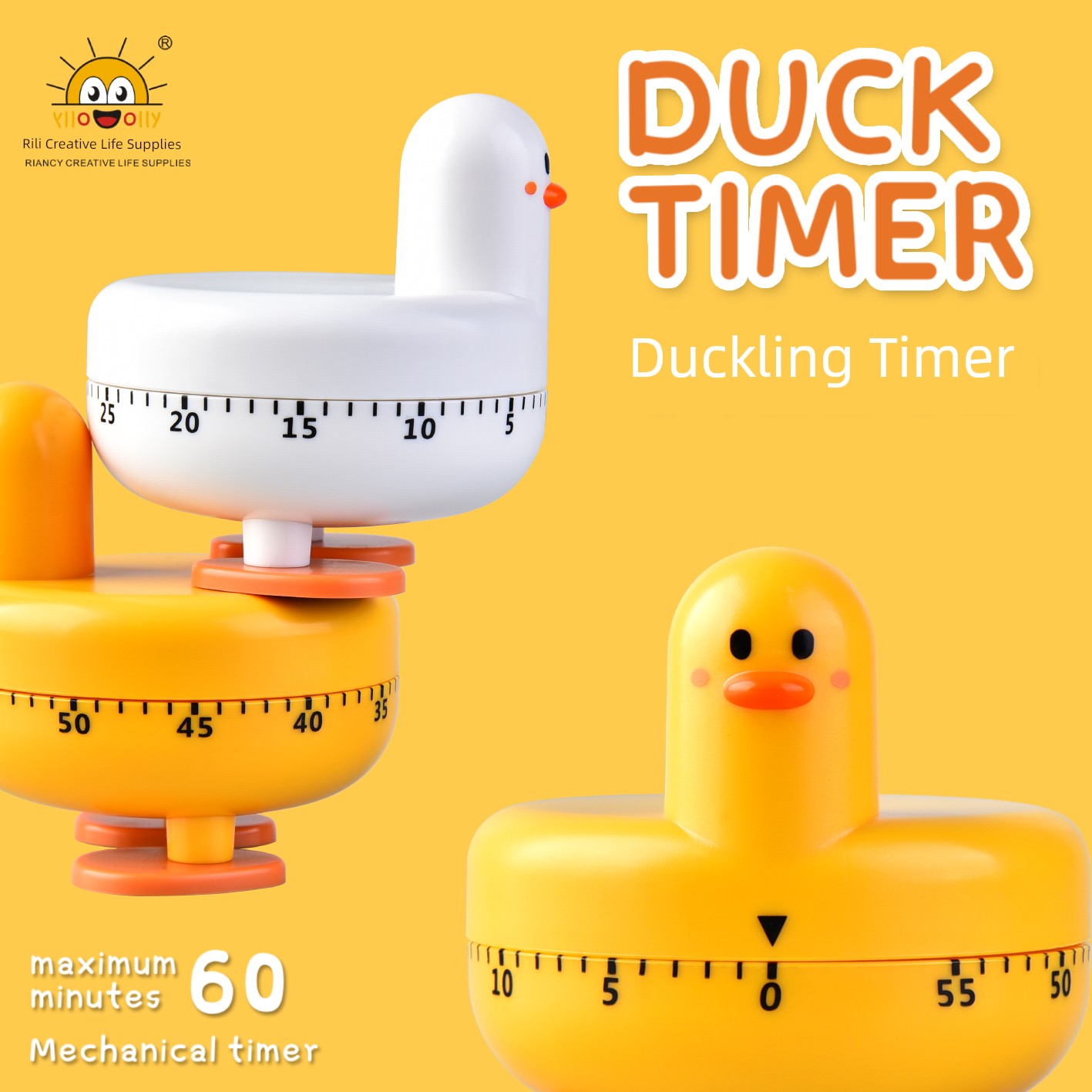 Rili Small Yellow Duck Cartoon Timer Kids Learning Self-Discipline Reminder Student Question Time Management Timer