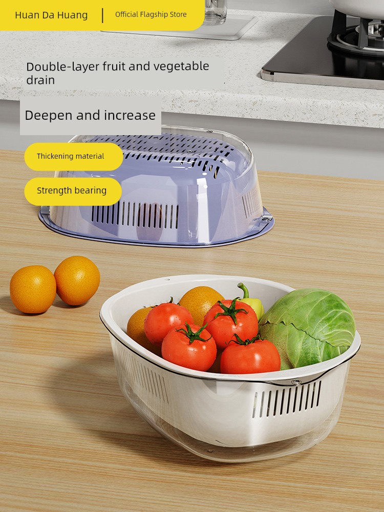 Kitchen King Washing Basin Double-Layer Thickened Kitchen Drain Basket