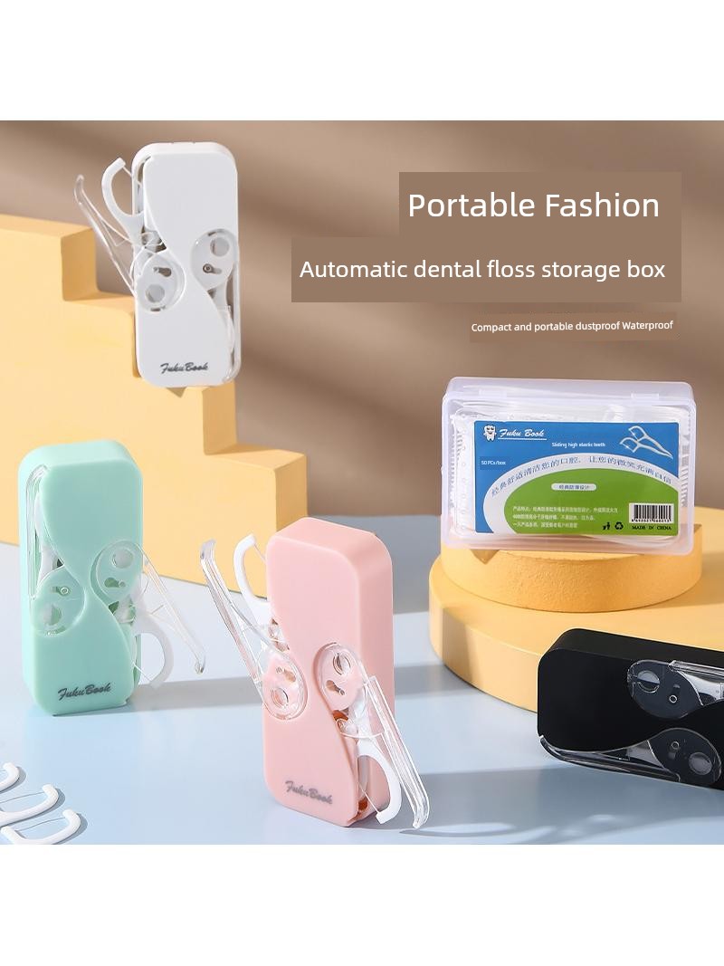 Jujiajia Dental Floss Box Disposable Toothpick Portable Press Family Pack Cleaning Care Dental Floss Toothpick Silver