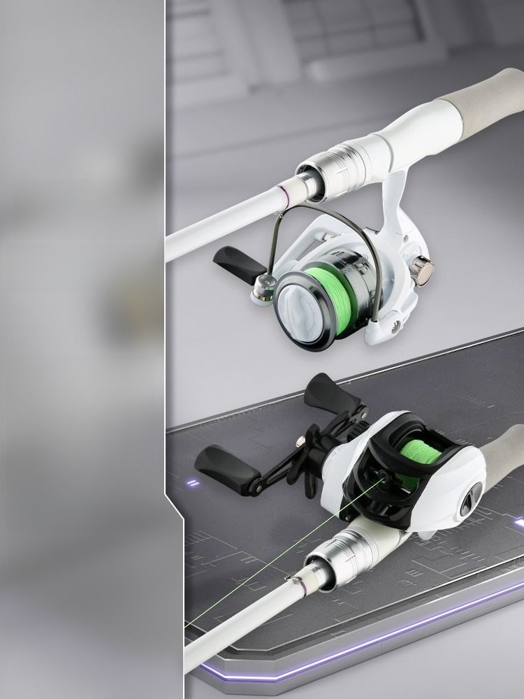 Full Set Long Shot Rod Snakehead White Stripes Spinning Reel Lure Rod