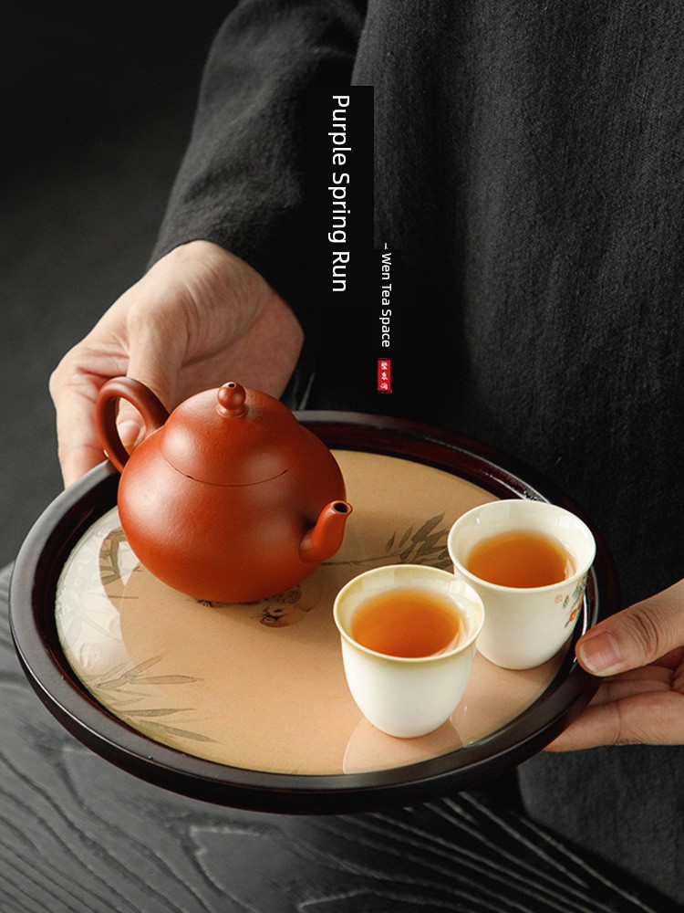 Jojo's L. Pd. Ziquan Jian. Simple Kung Fu Tea Set Tray for One Person Mini Small Tea Tray | Clear Oil