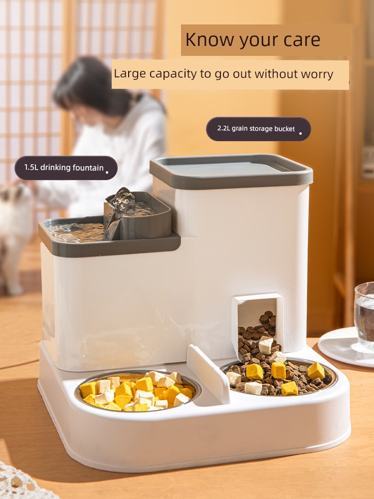 Cat Bowl Dog Bowl Cat Food Food Basin Double Bowl Drink Fountain Grain Bucket Water Bowl Integrated Protection Cervical Spine Pet Supplies
