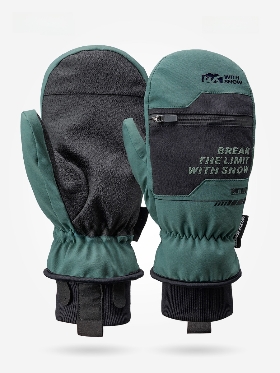 Ws Ski Gloves Mittens Inner Five Fingers Waterproof Breathable Heattech Plaid Outdoor Gloves Skiing Mittens Abrasion Resistant