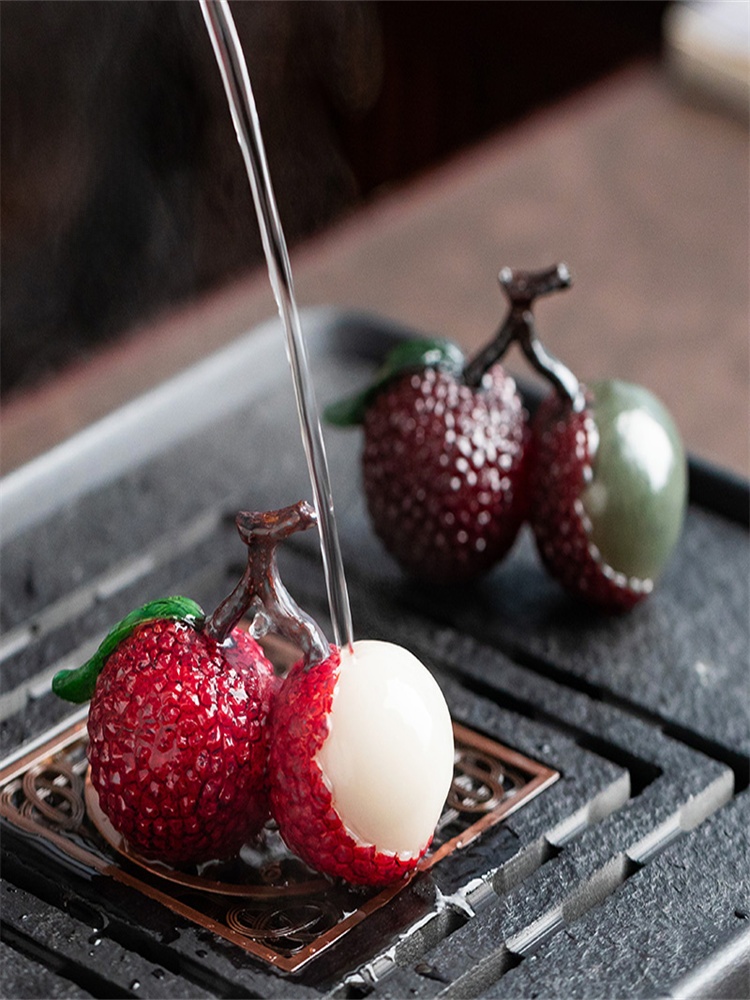 Color-Changing Lychee Tea Ornaments Decoration Boutique Supportable Tea Table Tea Tray Tea Carve Teaware Accessories Tea Ceremony Tea Figurine Tea Table Tea Making