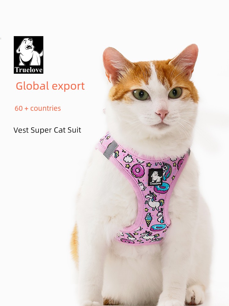 Truelove Cat Pulling Rope Special Vest for Cat Walking Kittens out Strap Internet Celebrity Anti Breaking Loose Cat Rope