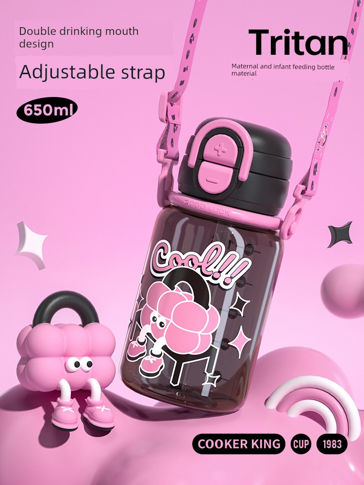Cooker King Water Cup 2024 New Arrival Good-looking Female Student Summer Sky Cute Double Drink Cup with Straw Large Capacity Cup