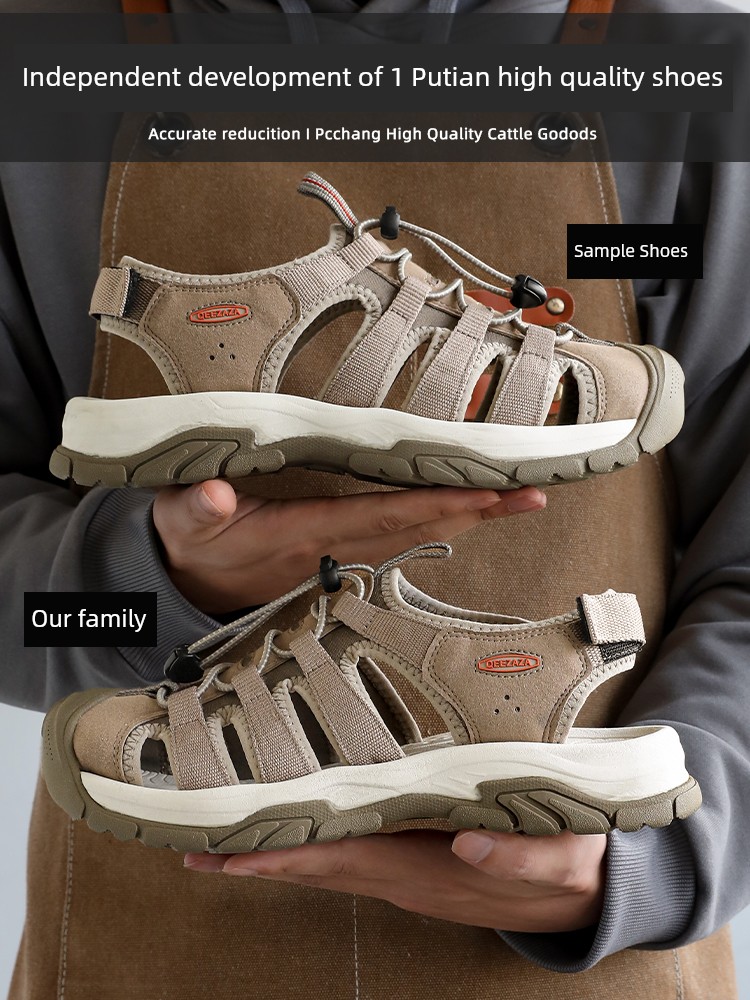 Upstream Sandals Men's Shoes 2024 Summer New Closed Toe Wading Men's and Women's Outdoor Leisure Sports Sandals Sandals