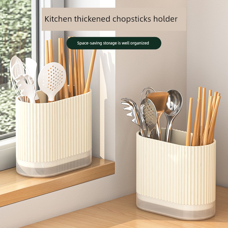Kitchen Chopsticks Box Bucket Wall-Mounted Storage Rack Punch-Free Storage Box Tableware Barrel Multi-Functional Household Chopsticks Cage Draining Rack