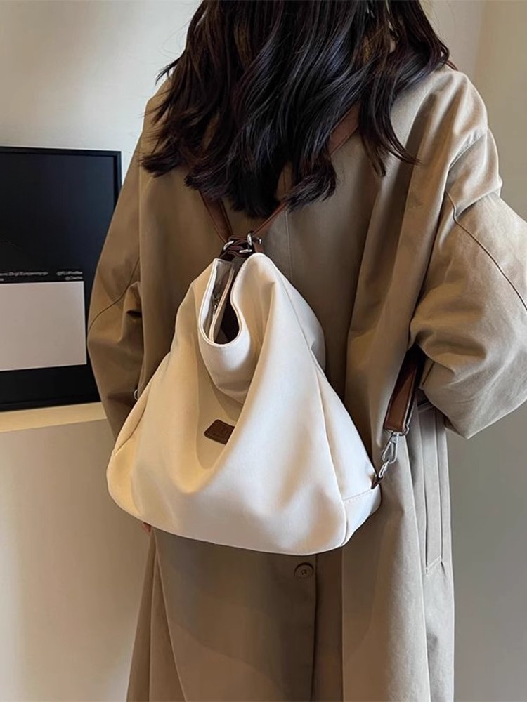 Niche Style Canvas Messenger Bag 2024 New Arrival Women's Bag Large Capacity Backpack Commuter Tote Three-Purpose Shoulder Bag