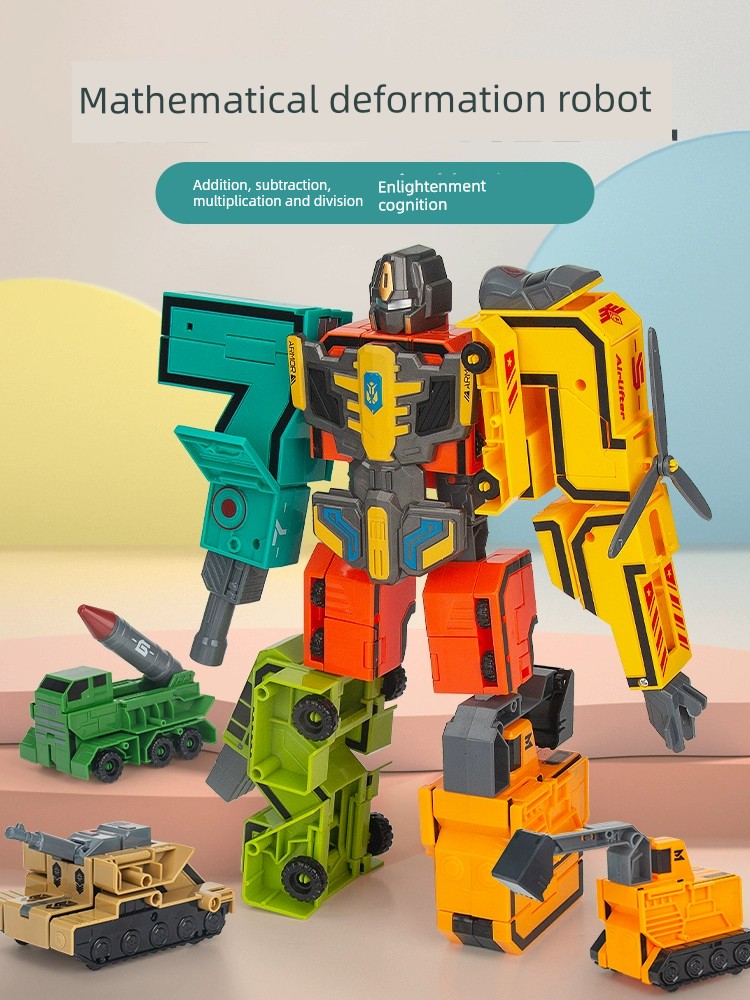 Digital Transformation Toys Combination Robot Kids Puzzle 3-6 Years Old plus Size Boy Assembly Letters Building Blocks Gift