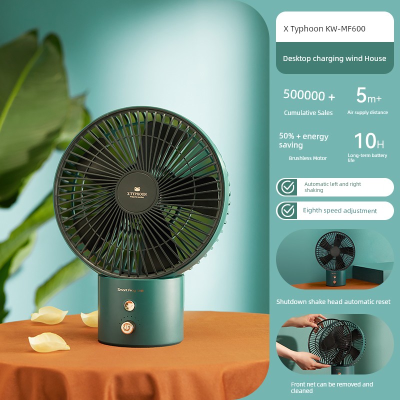 Small Handheld Fan USB Small Outdoor Electric Fan Mute Office Desk Portable Rechargeable Dormitory Mini Portable Foldable Halterneck Summer Cooling Artifact Blowing Complementary Food Stroller