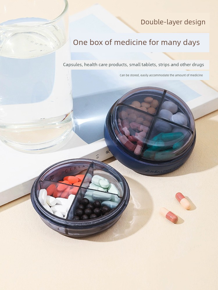 Portable Small Pill Case Cut Pills Handy Gadget Medicine Separating Box Portable Small Box for Packing Medicine in the Morning, Middle and Night Storage Box