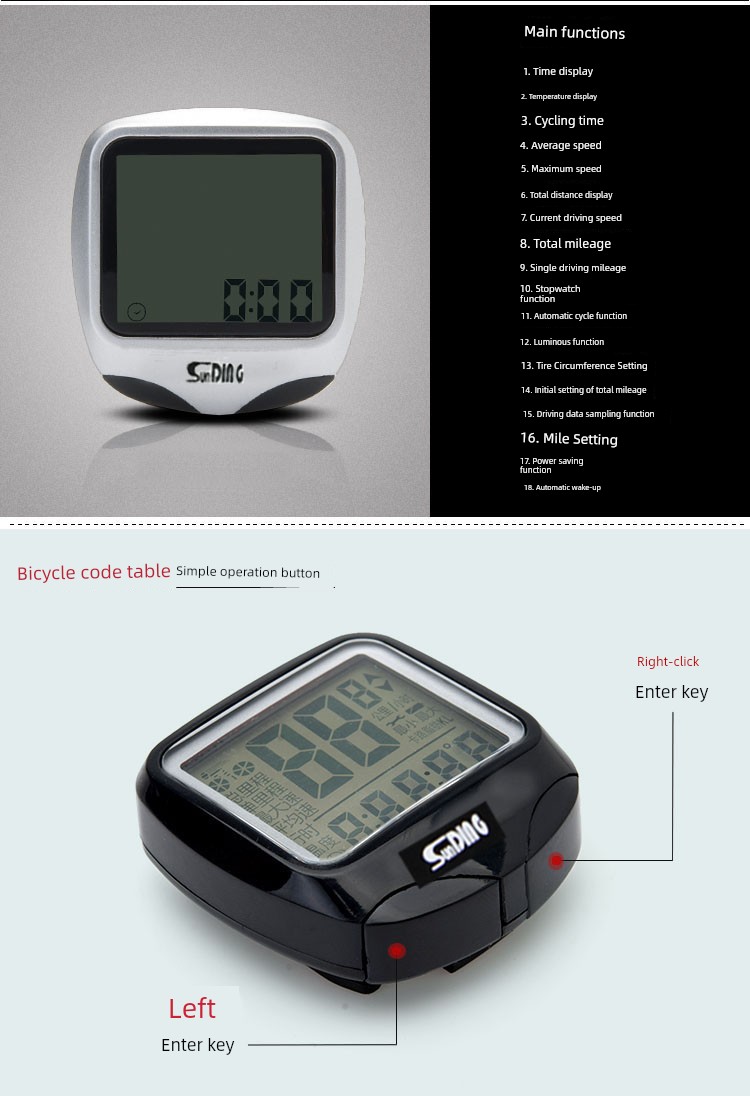 Waterproof Bicycle Odometer with Large Display