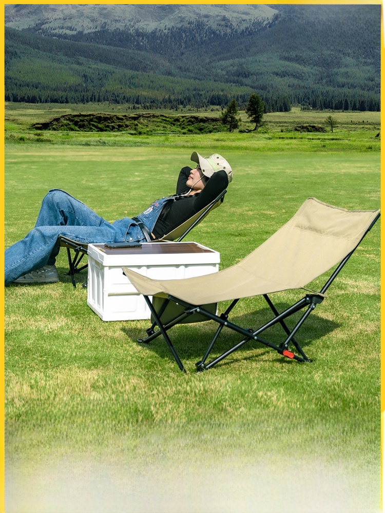 Outdoor Folding Chair Camping Chair Moon Chair Recliner Lunch Break Portable Beach Chair Office Fishing Snap Chair