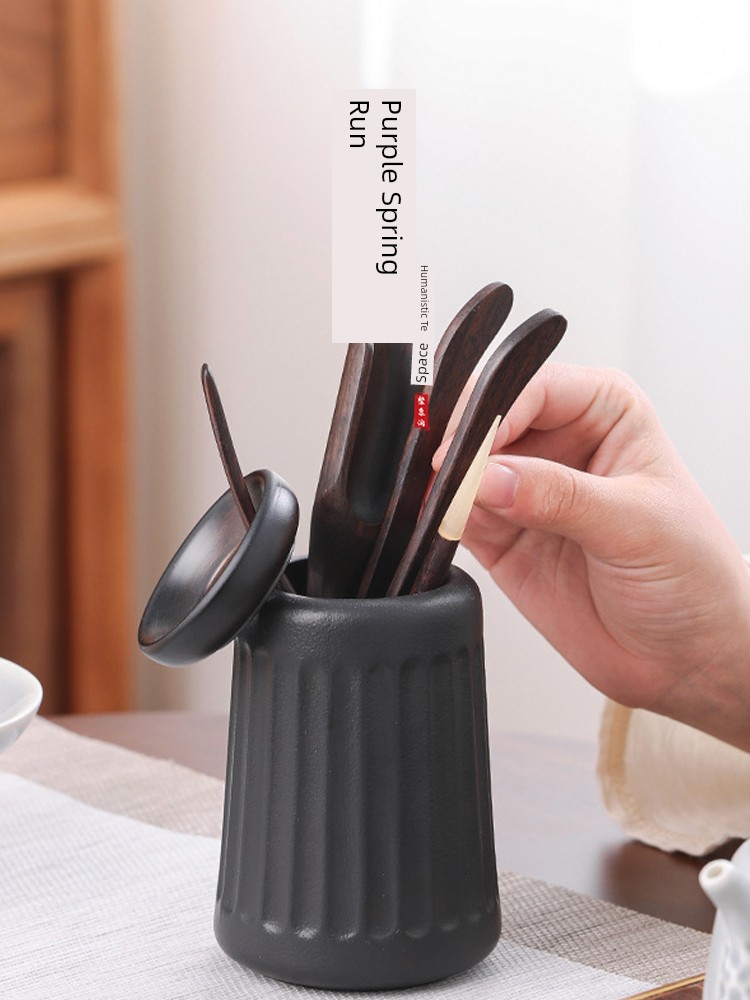 Jojo's L. Pd. Ziquan Jian. Tea Ceremony Six Items Suit Tea Ceremony Accessories Black Porcelain Blackwood | Begging