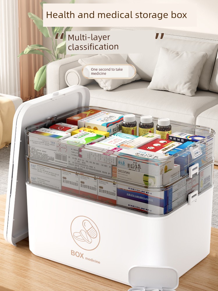 Medicine Box Large Capacity Family Pack Medicine Box Multi-Layer Medicine Large Medicine Box Classification Storage Kids Medicine Storage Box