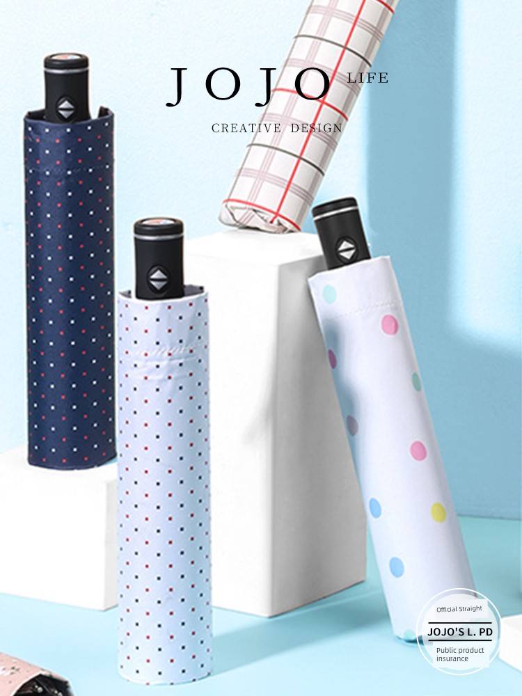 Jojo's L. Pd. Reach. Ultra-Light Automatic Three Foldable Print Parasol Rain and Rain Dual-Use | Military Exchange