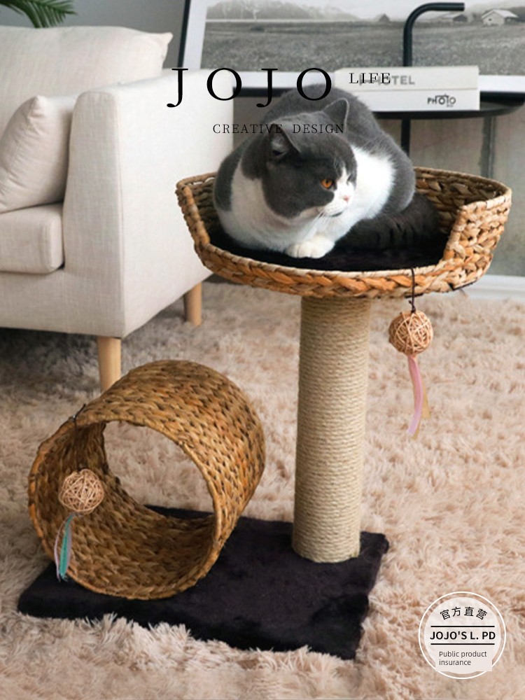 Jojo's L. Pd. Wallhook. Scratching Pole Fun Toy Hand-Woven Rattan Cat Climbing Frame | Wall Hook