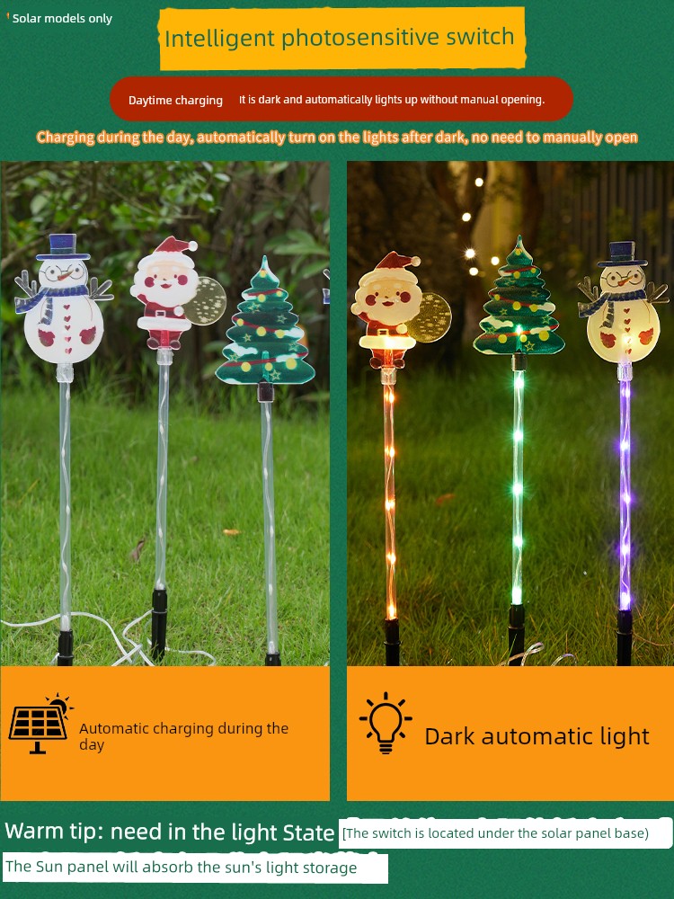 2024 Solar Christmas Decorations Christmas Deer Outdoor Atmosphere Ground Lamp Garden Courtyard Luminous Lighting Chain