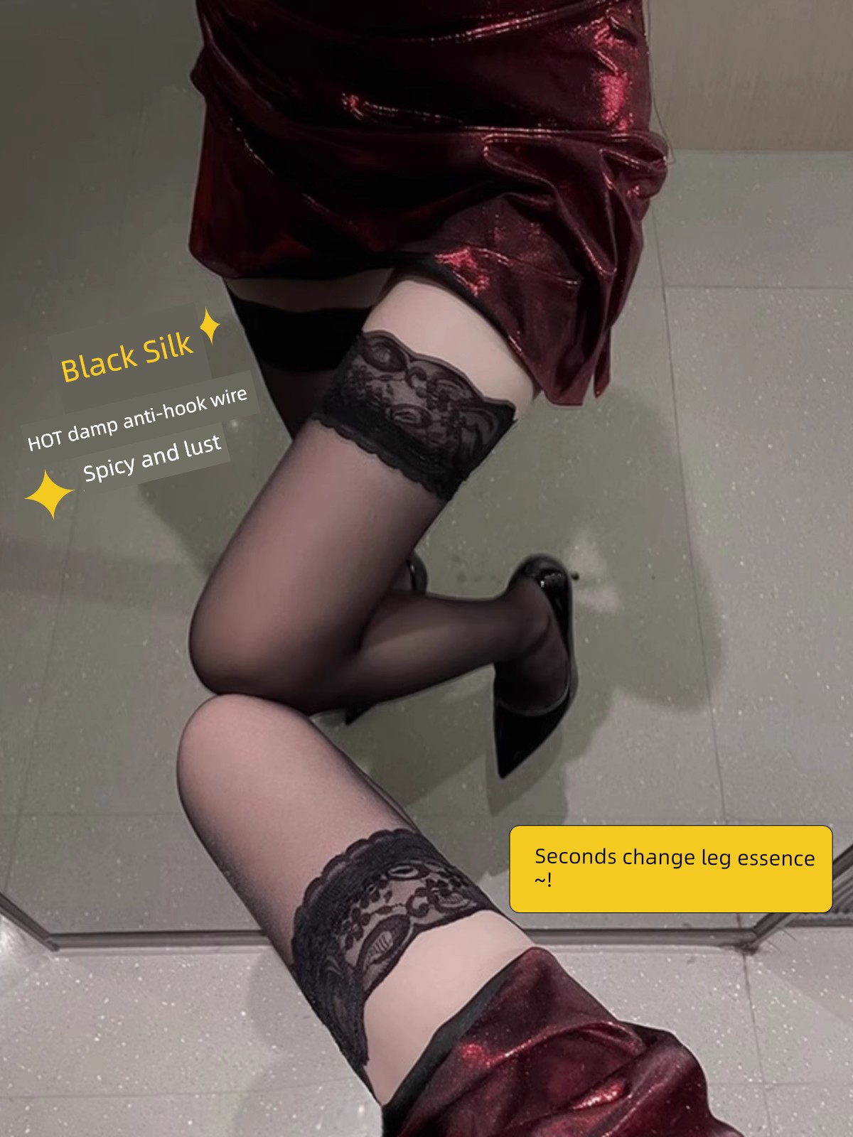 Black Silk Stockings Women's Half over the Knee Lace Stockings Sexy Skin Color Thigh High Socks Fishnet Stockings Sentiment White Silk Hold-Ups
