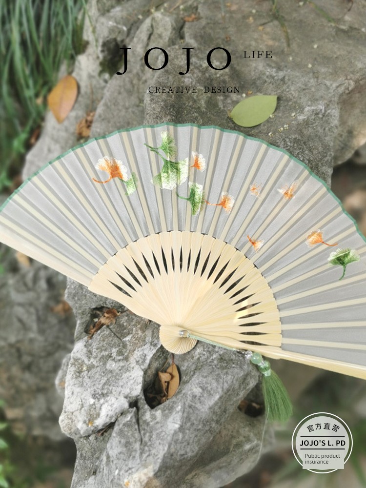 Jojo's L. Pd. Mr. Grocery. Embroider Folding Fan Ancient Style Fan Su Embroidery Double-Sided Embroidery Chinese Style | Ting Xi