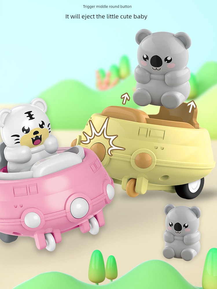 Cross-Border Cartoon Inertia Collision Catapult Animal Bumper Car Boys and Girls Educational Cute Pet Toy Car Stall Wholesale