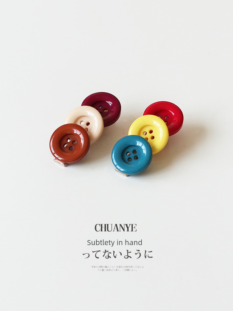 Kawano Color Button Barrettes Female 2024 New Arrival Classy Side Clip Side Bang Clip Forehead Cropped Hair Clip Barrettes Duckbill Clip