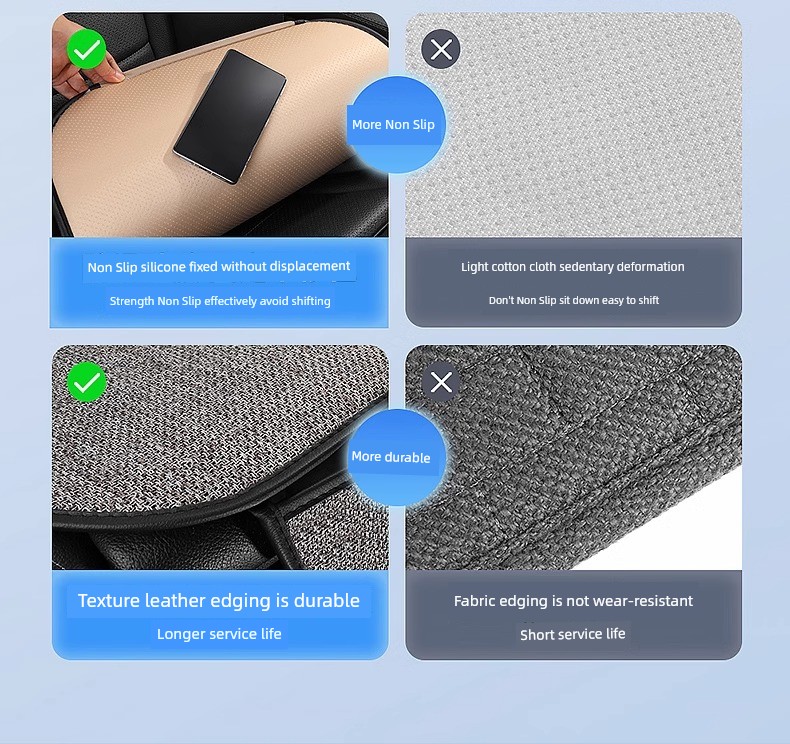 Linen Car Seat Cushion - Rear Ventilation Set
