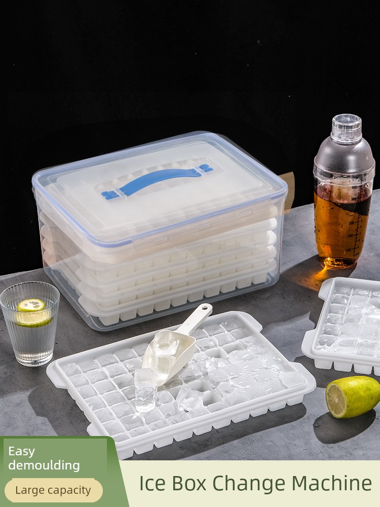 Ice Cube Mold Large Capacity Commercial Ice Maker Ice Tray Ice Box For Home Homemade Food Grade Covered Box Handy Gadget