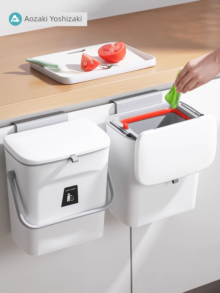 Kitchen Trash Can For Home 2025 New Arrival Wall-Mounted Cabinet Door Dry Wet Separation Kitchen Waste with Lid Trash Bin