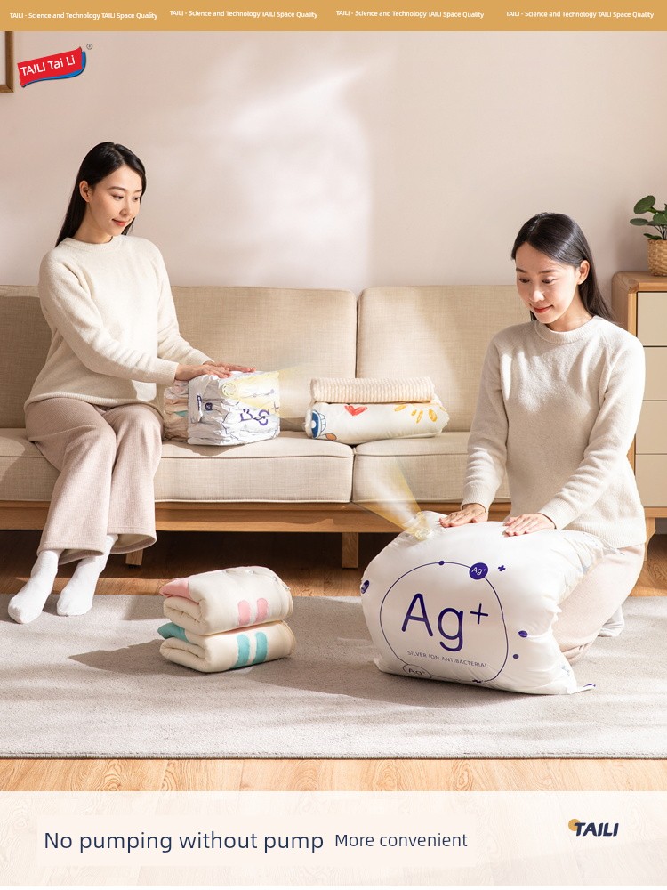Taili Baby Special Antibacterial Compression Bag Vacuum Storage No Pumping Travel Clothing Clothes Quilt Storage Bag