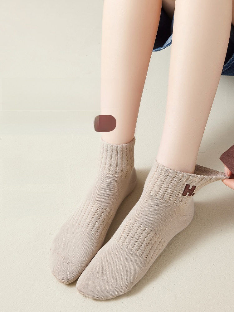 Socks Women's Socks Spring and Autumn Pure Cotton Deodorant Athletic Socks Short Socks Knee Socks Non-Slip Anti-Sweat Abrasion Resistant Neutral